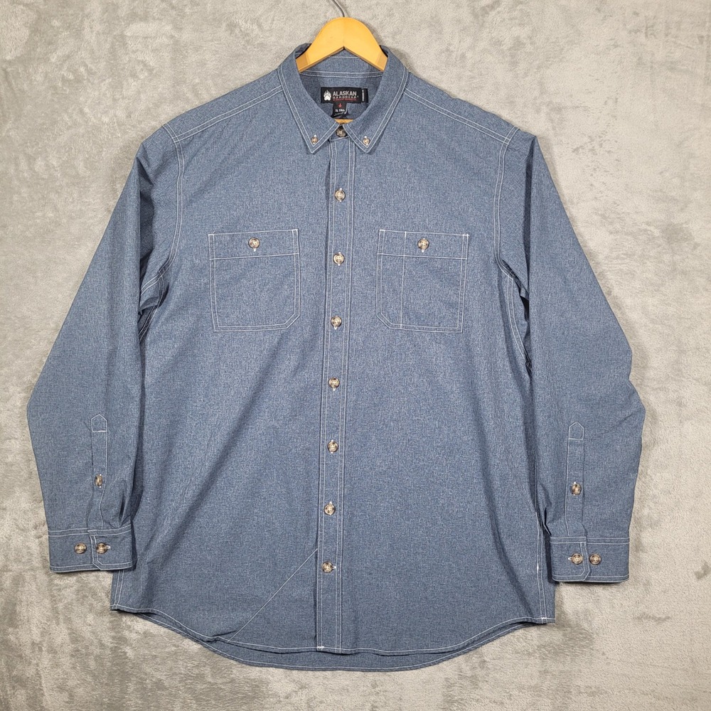 Alaskan Hardgear Shirt Mens XL Tall Blue Bush Pilot Duluth Trading Button Down